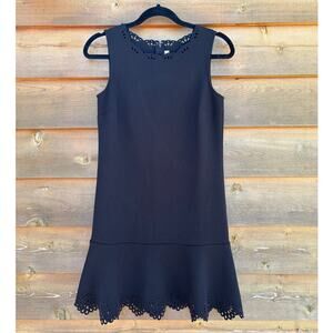 LOFT Black eyelet sleeveless flounce dress
